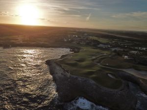 Puntacana (Corales) 18th Reverse Aerial Sunset